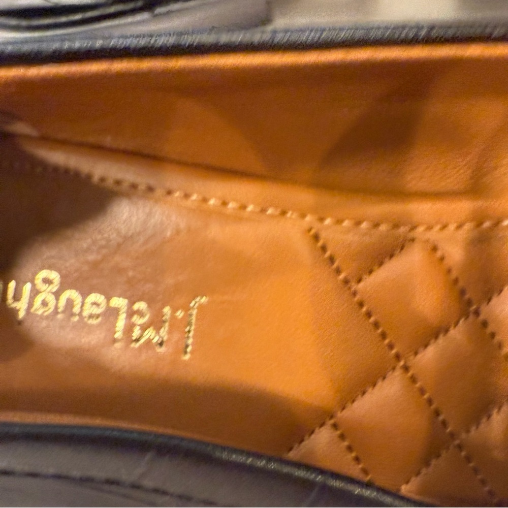 J. McLaughlin Women’s Concetta Black Leather Loafers in Embossed Croc Sz 7 EUC - Picture 5 of 13